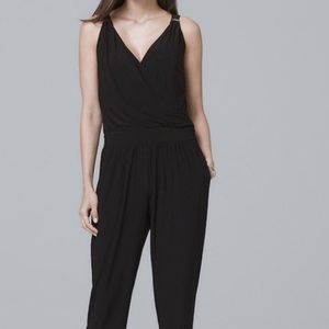 Tapered leg sleeveless jumpsuit romper